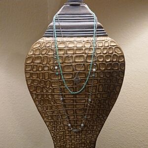 Turquoise Multi-Strand Stone Beaded Necklace Set